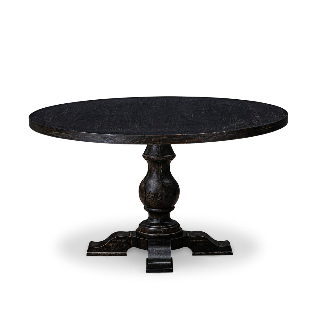 Luxe by East West Furniture I5DA5-511-32 5-pc Modern Dining Set contains a wood table and 4 Light Beige Linen Fabric parson chairs with Button Tufted Back - Sand Blasted Black