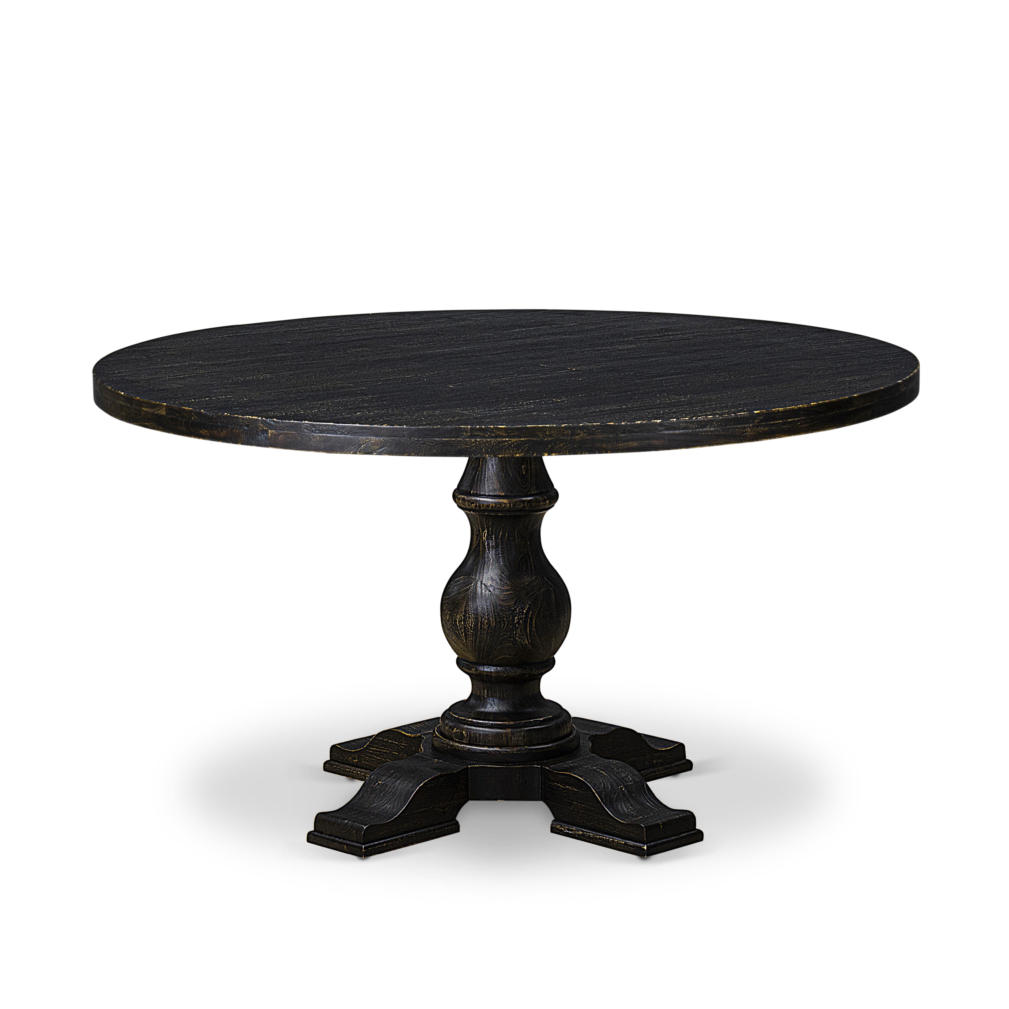 Luxe by East West Furniture I5DA5-511-32 5-pc Modern Dining Set contains a wood table and 4 Light Beige Linen Fabric parson chairs with Button Tufted Back - Sand Blasted Black