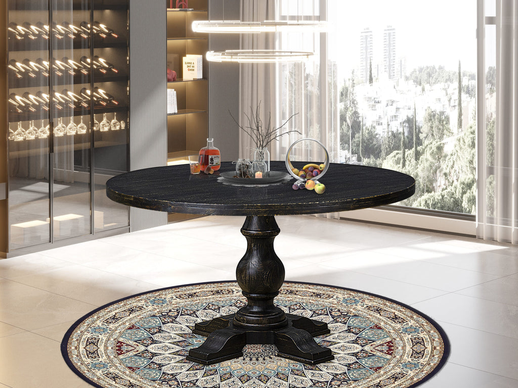 Luxe by East West Furniture I5DA5-511-32 5-pc Modern Dining Set contains a wood table and 4 Light Beige Linen Fabric parson chairs with Button Tufted Back - Sand Blasted Black