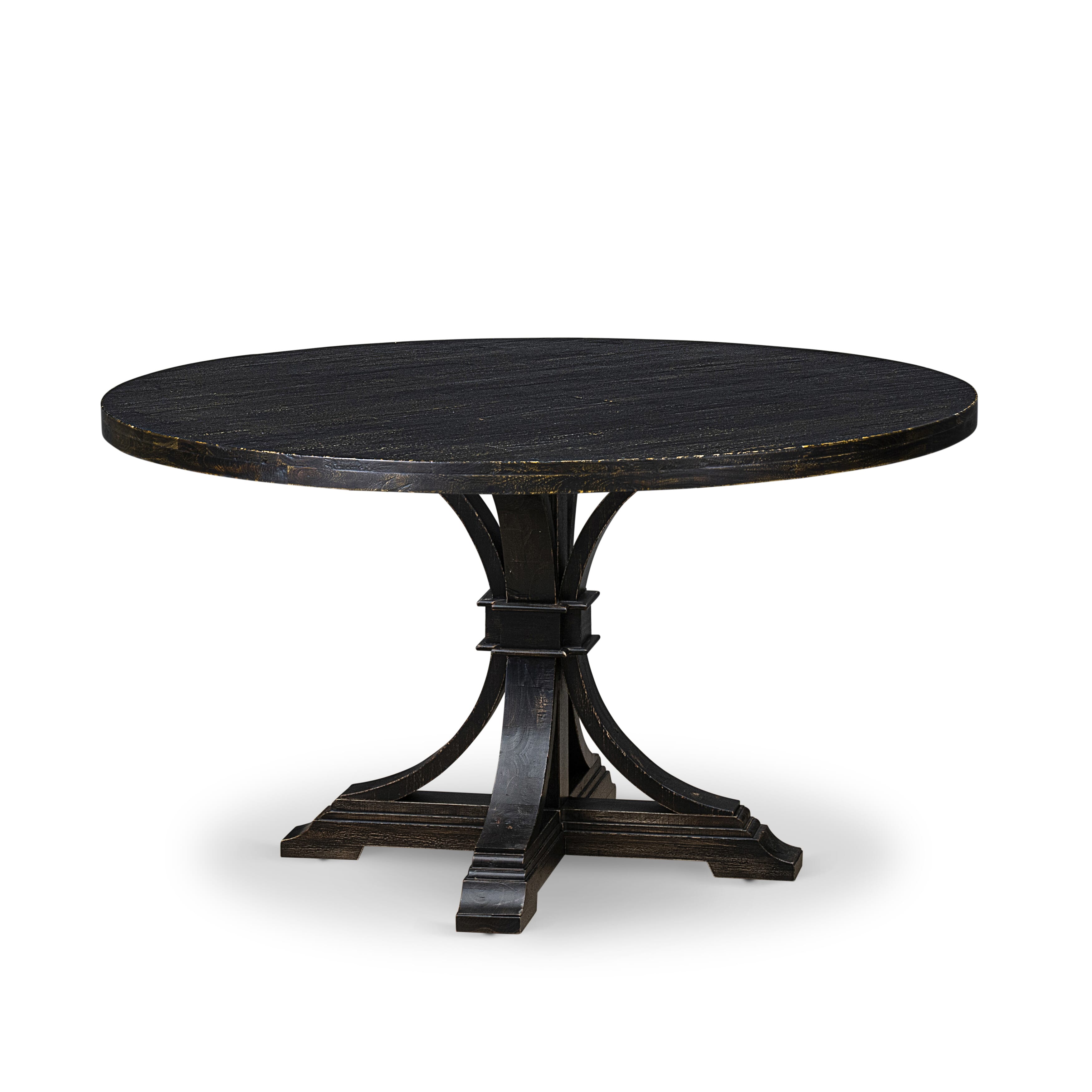 Luxe by East West Furniture I7DA5-511-23 5 Piece Dining Set for 4 Consists of a 54" Round Table with Pedestal and 4 Beige Red Faux Leather Padded Chairs, Sand Blasted Black