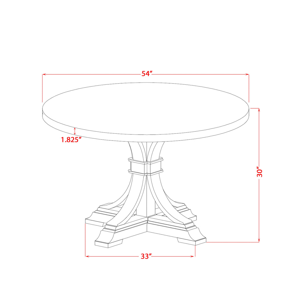 Luxe by East West Furniture I57-11-TP Mid-century Table with Acacia Wood Round Tabletop and Stylish Pedestal Base - Sand Blasted Black Finish