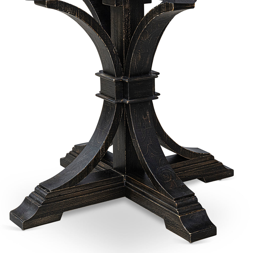 Luxe by East West Furniture I57-11-TP Mid-century Table with Acacia Wood Round Tabletop and Stylish Pedestal Base - Sand Blasted Black Finish