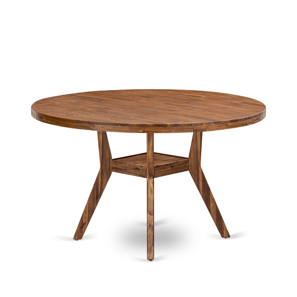 Luxe by East West Furniture - I58-0N-TP - A Wood Kitchen Table with a Round Tabletop and Stylish Pedestal – Antique Walnut Finish.