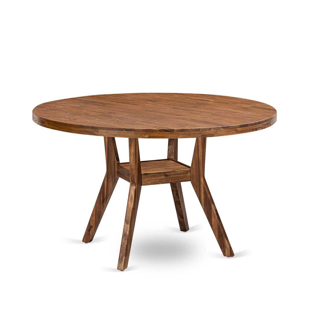 Luxe by East West Furniture - I58-0N-TP - A Wood Kitchen Table with a Round Tabletop and Stylish Pedestal – Antique Walnut Finish.