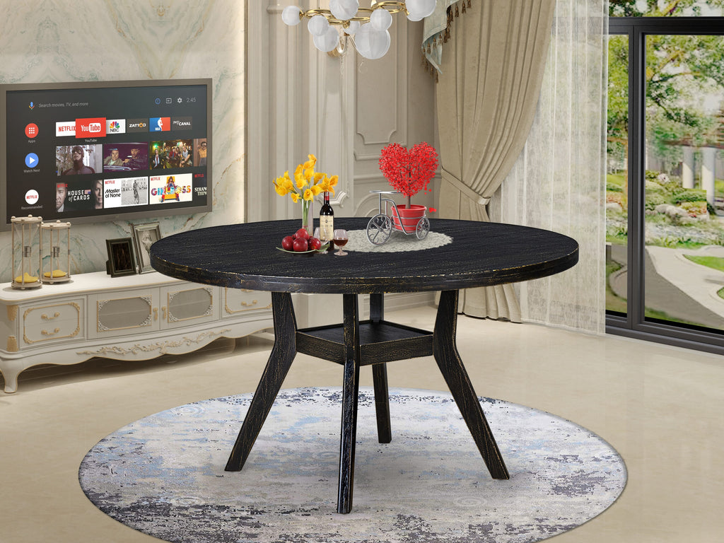 Luxe by East West Furniture - I58-11-TP - A Wood Dining table with a Round Tabletop and Stylish Pedestal – Sand Blasted Black Finish.