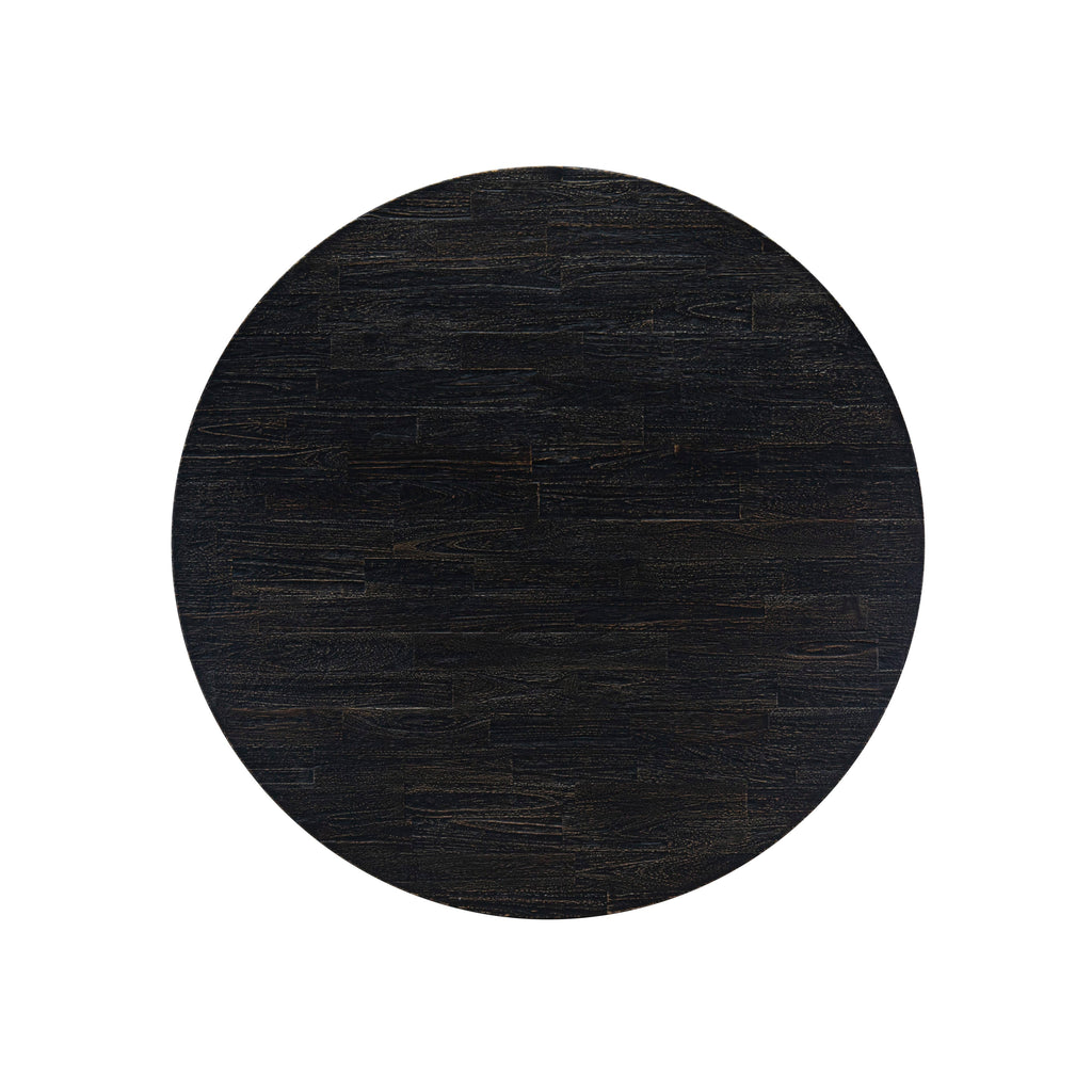 Luxe by East West Furniture - I58-11-TP - A Wood Dining table with a Round Tabletop and Stylish Pedestal – Sand Blasted Black Finish.