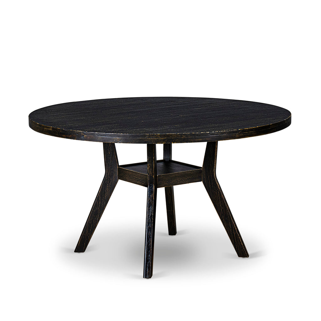 Luxe by East West Furniture - I58-11-TP - A Wood Dining table with a Round Tabletop and Stylish Pedestal – Sand Blasted Black Finish.