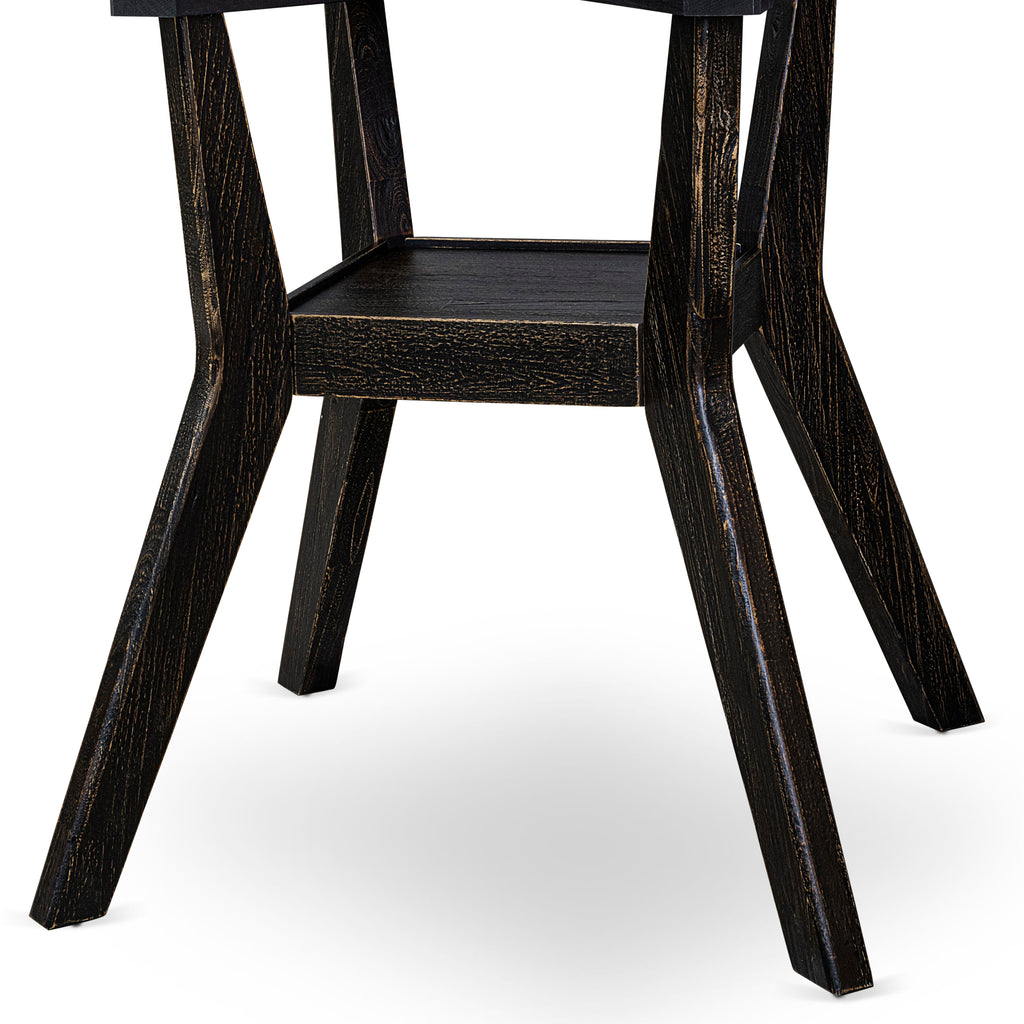 Luxe by East West Furniture - I58-11-TP - A Wood Dining table with a Round Tabletop and Stylish Pedestal – Sand Blasted Black Finish.