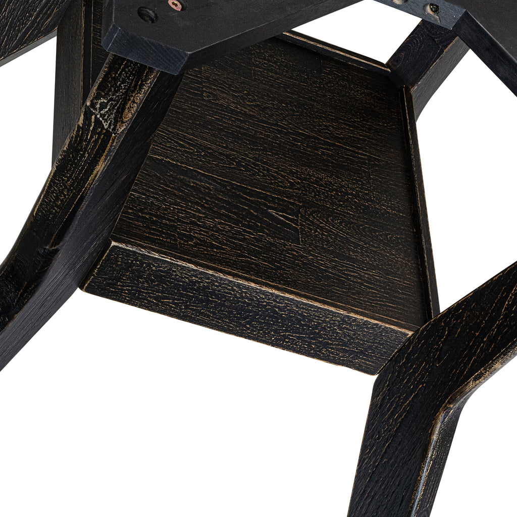 Luxe by East West Furniture - I58-11-TP - A Wood Dining table with a Round Tabletop and Stylish Pedestal – Sand Blasted Black Finish.