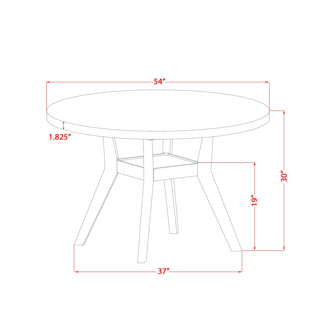 Luxe by East West Furniture - I58-11-TP - A Wood Dining table with a Round Tabletop and Stylish Pedestal – Sand Blasted Black Finish.