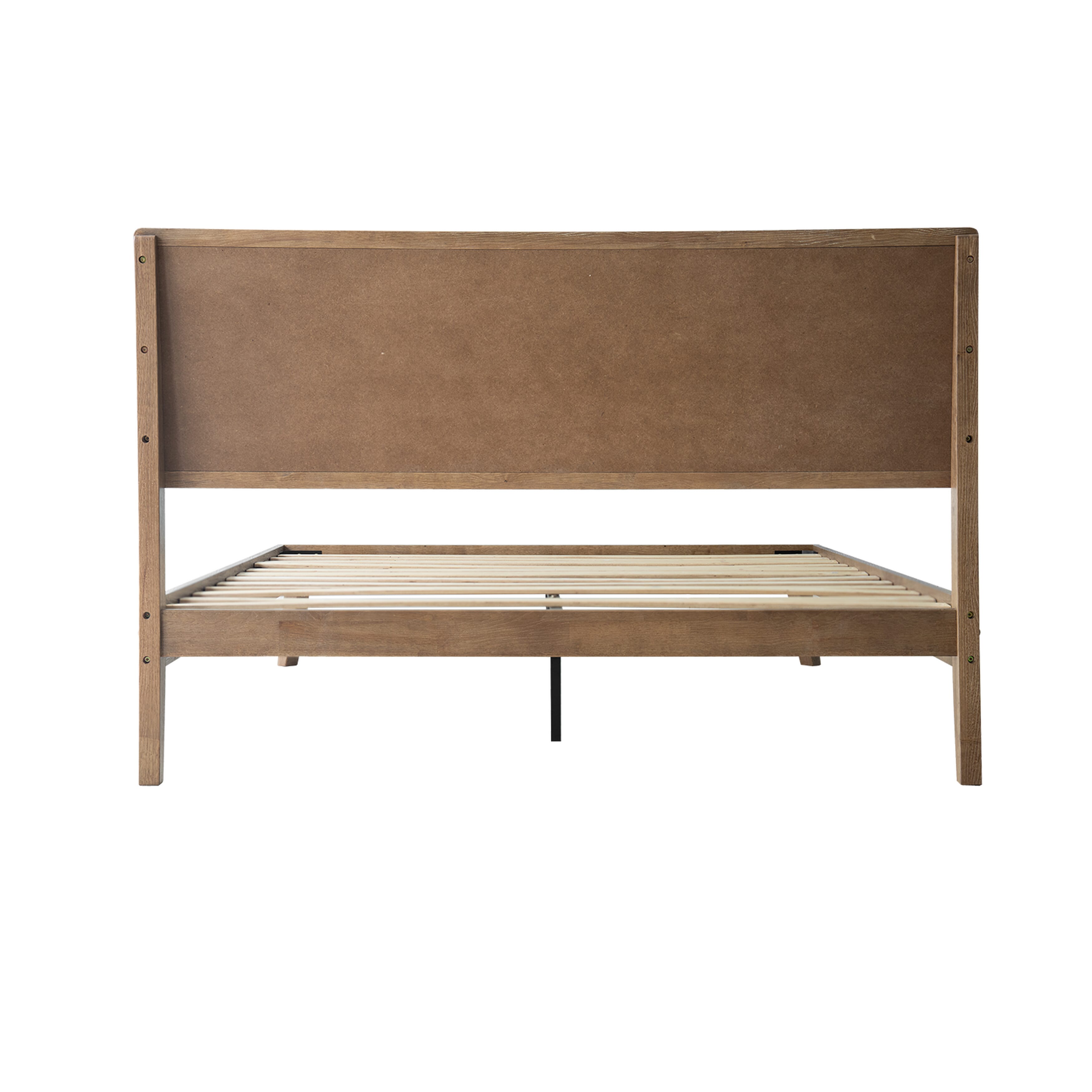 Queen Size Bed Frame, Headboard & Footboard, Solid Wood Platform Bed, Center Metal Legs with 12 Heavy-Duty Slatted Base, Easy Assemble, Noise & Slip-Free, No Box Spring Needed, Barnwood Finish, IDQ-30