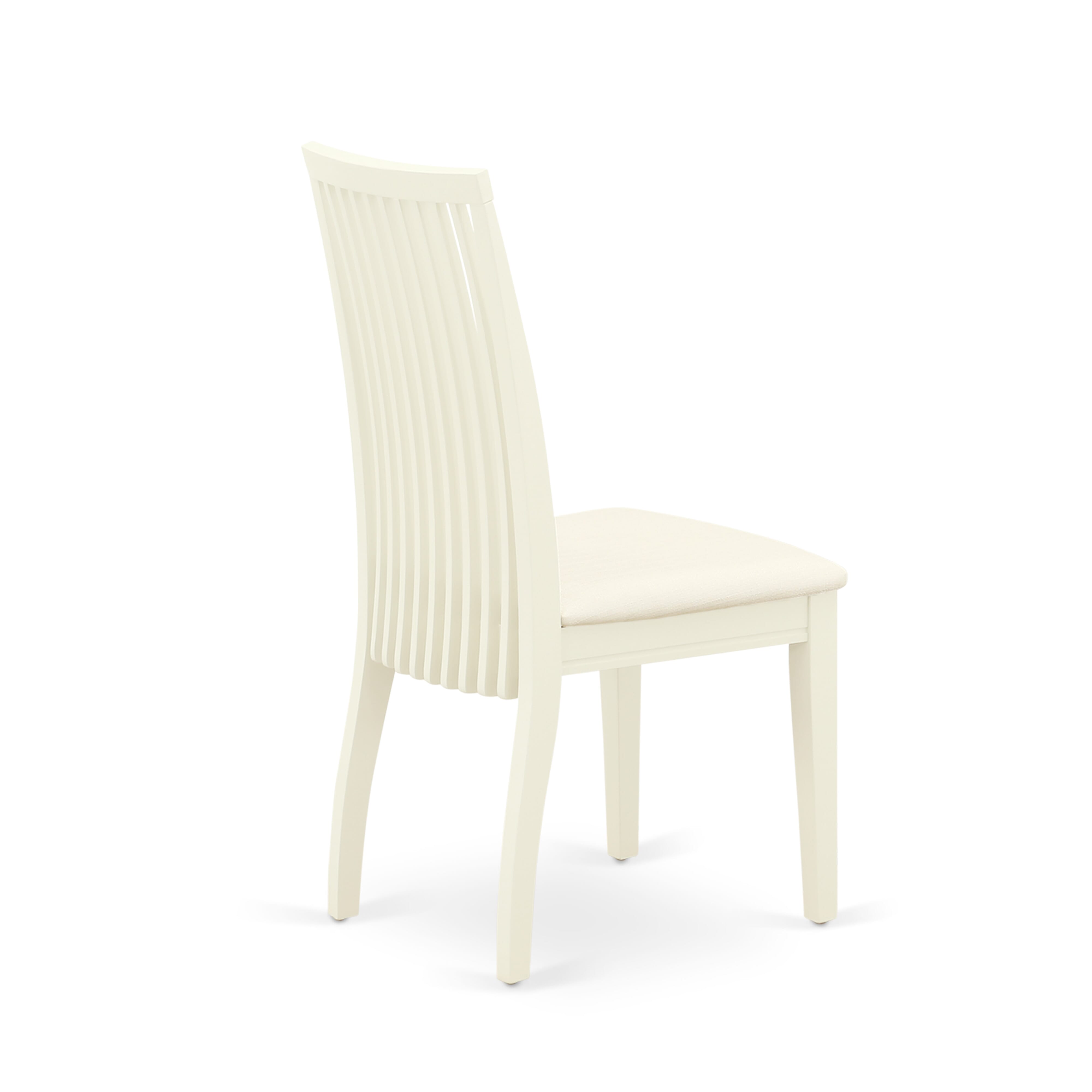 El juego de comedor LGIP5-LWH-C de 5 piezas incluye una mesa rectangular con hojas de mariposa y cuatro sillas de comedor con asiento de lino.