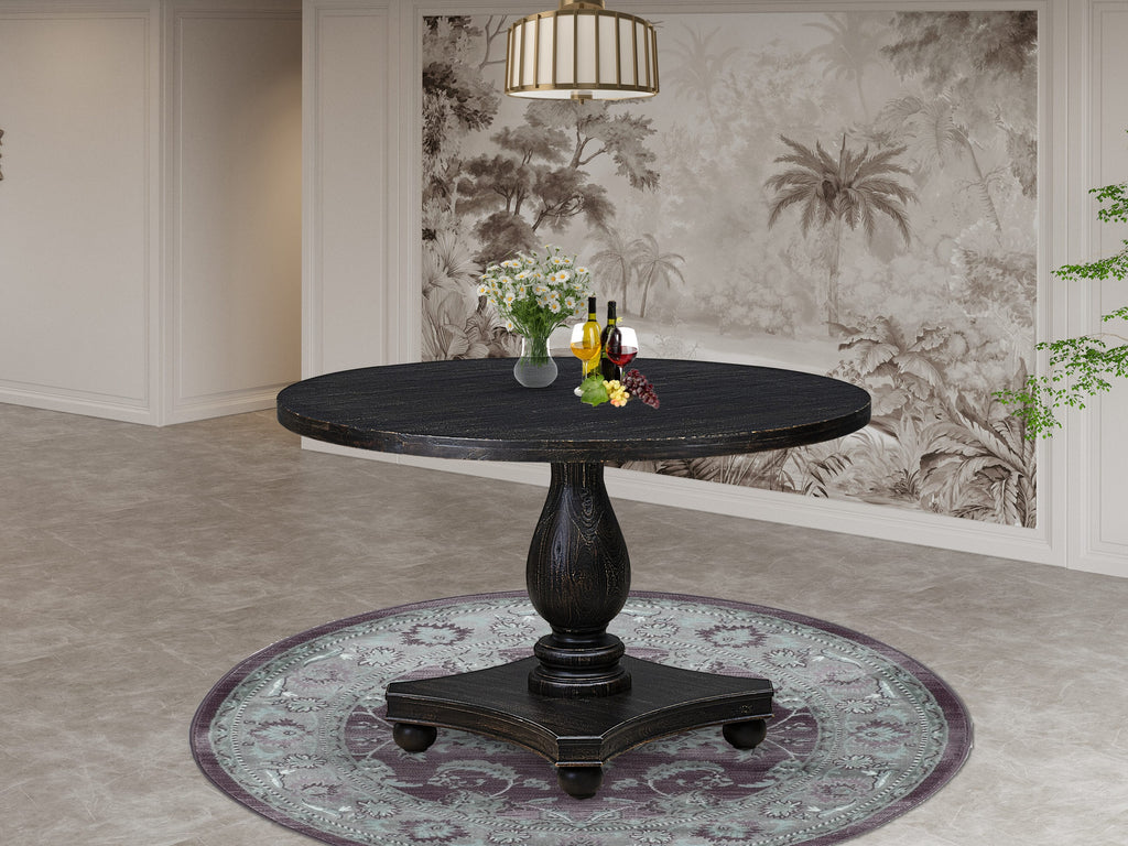 Luxe by East West Furniture I2DA5-411-32 5-piece Dining Set consists of a wood table and 4 Light Beige Linen Fabric dinner chairs with Button Tufted Back - Sand Blasted Black