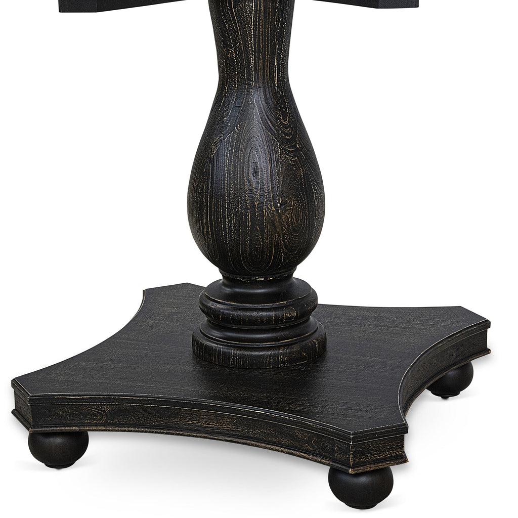 Luxe by East West Furniture I2DA5-411-27 5 Piece Dining Table Set Includes a 48" Round Table with Pedestal and 4 Light Gray Faux Leather Parson Chairs, Sand Blasted Black