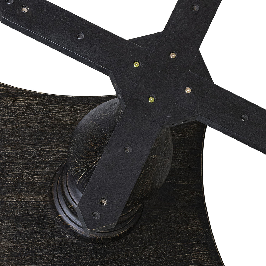 Luxe by East West Furniture I2DA7-411-26 7 Piece Dining Table Set Consists of a 48" Round Table with Pedestal and 6 Burgandy Faux Leather Parson Chairs, Sand Blasted Black