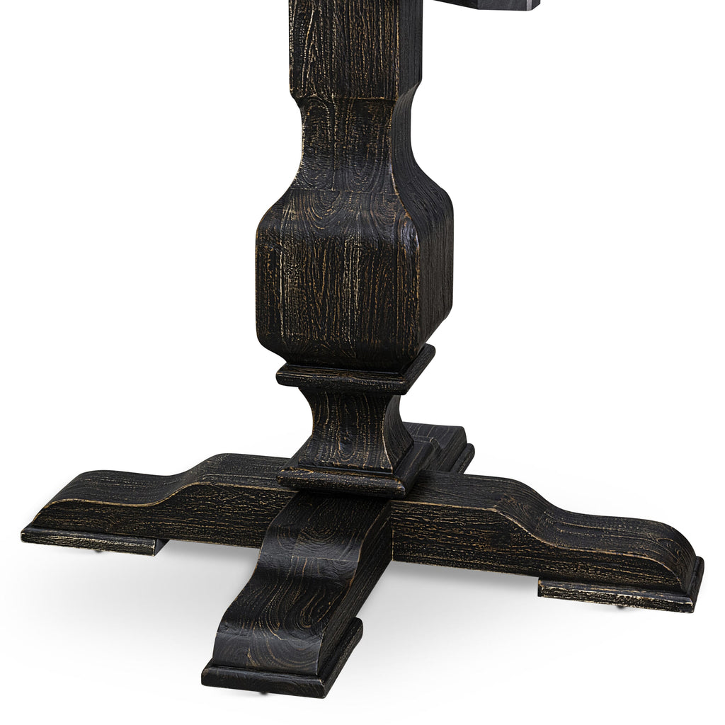 Luxe by East West Furniture - IR3-11-TP - A Wood Wooden table with a Round Tabletop and Stylish Pedestal – Sand Blasted Black Finish.