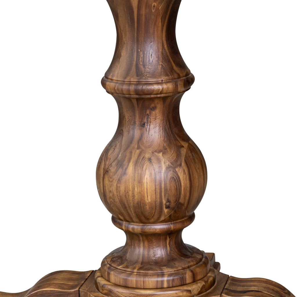 Luxe by East West Furniture I5DA7-40N-29 7-Piece Dining Table Set with Faux Leather 6 Navy Blue upholstered chairs, Button-Tufted Backs, and a 48"Round Table in Antique Walnut Finish.