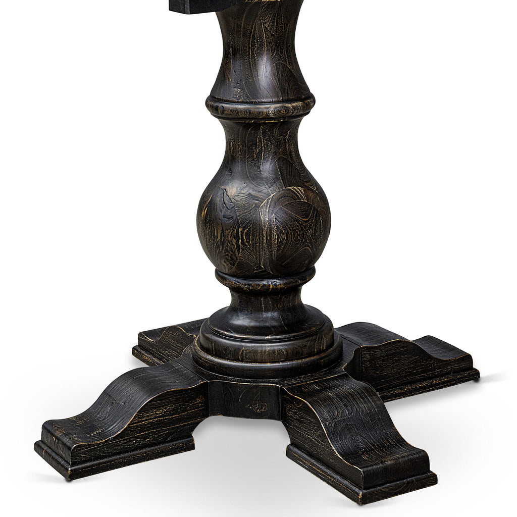 Luxe by East West Furniture I5DA7-411-26 7 Piece Dining Table Set Contains a 48" Round Table with Pedestal and 6 Burgandy Faux Leather Upholstered Chairs, Sand Blasted Black