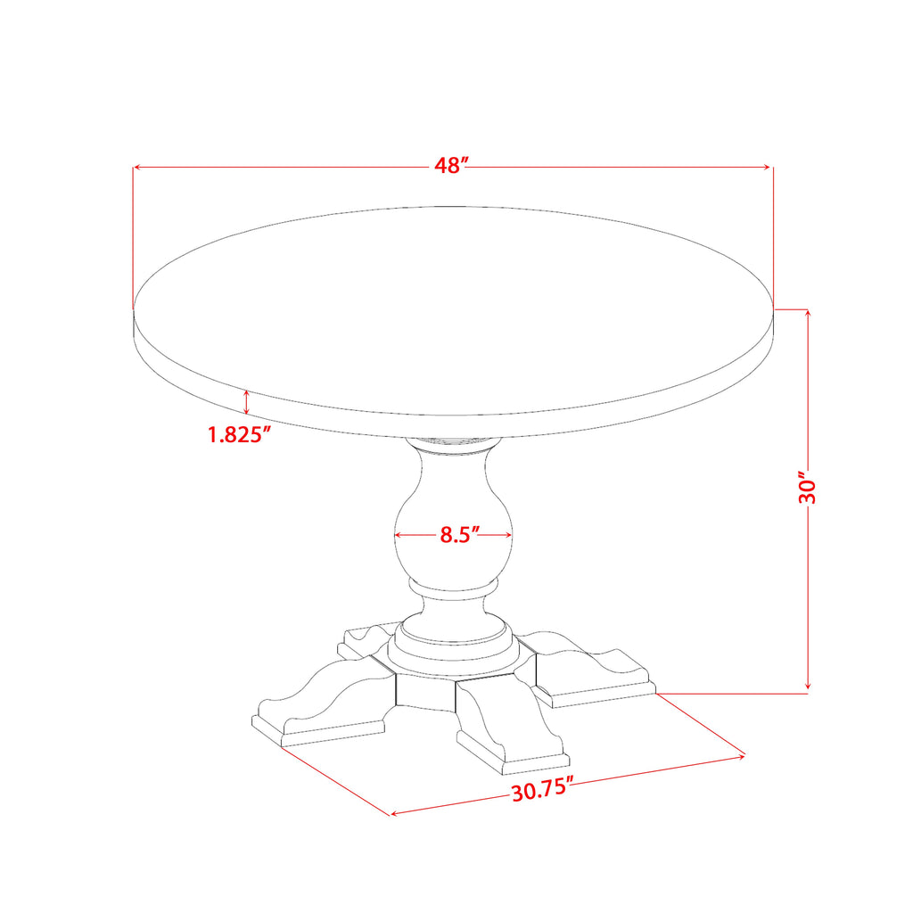 Luxe by East West Furniture I5DA7-411-27 7 Piece Dining Table Set Contains a 48" Round Table with Pedestal and 6 Light Gray Faux Leather Upholstered Chairs, Sand Blasted Black
