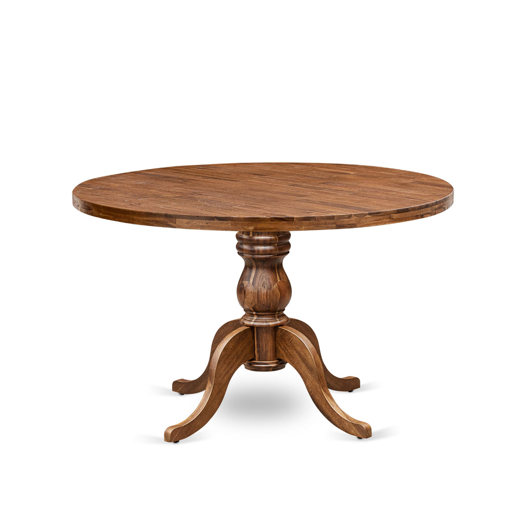 Luxe by East West Furniture I6VE7-40N-24 7 Piece Dining Table Set for 6 Contains a 48" Round Table with Pedestal and 6 Black Linen Fabric Parson Chairs, Antique Walnut