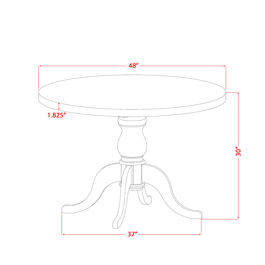 Luxe by East West Furniture I6LA7-40N-05 7-Pc Kitchen Set consists of a Pedestal Round Table and 6 Grey Linen Fabric Chairs with High Back - Antique Walnut Finish