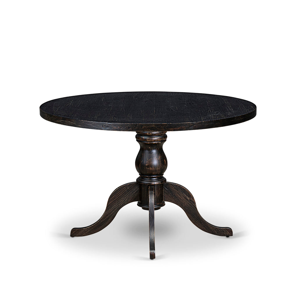 Luxe by East West Furniture I6DA5-411-24 5-pc Kitchen Table Set contains a parson table and 4 Black Linen Fabric kitchen chairs with Button Tufted Back - Sand Blasted Black