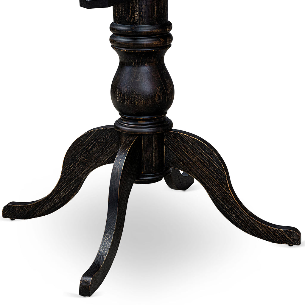 Luxe by East West Furniture I6DA7-411-26 7 Piece Dining Table Set Consists of a 48" Round Table with Pedestal and 6 Burgandy Faux Leather Parson Chairs, Sand Blasted Black