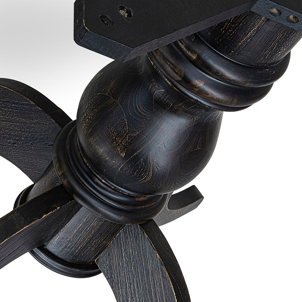 Luxe by East West Furniture I6DA7-411-29 7 Piece Dining Table Set Consists of a 48" Round Table with Pedestal and 6 Navy Blue Faux Leather Padded Chairs, Sand Blasted Black