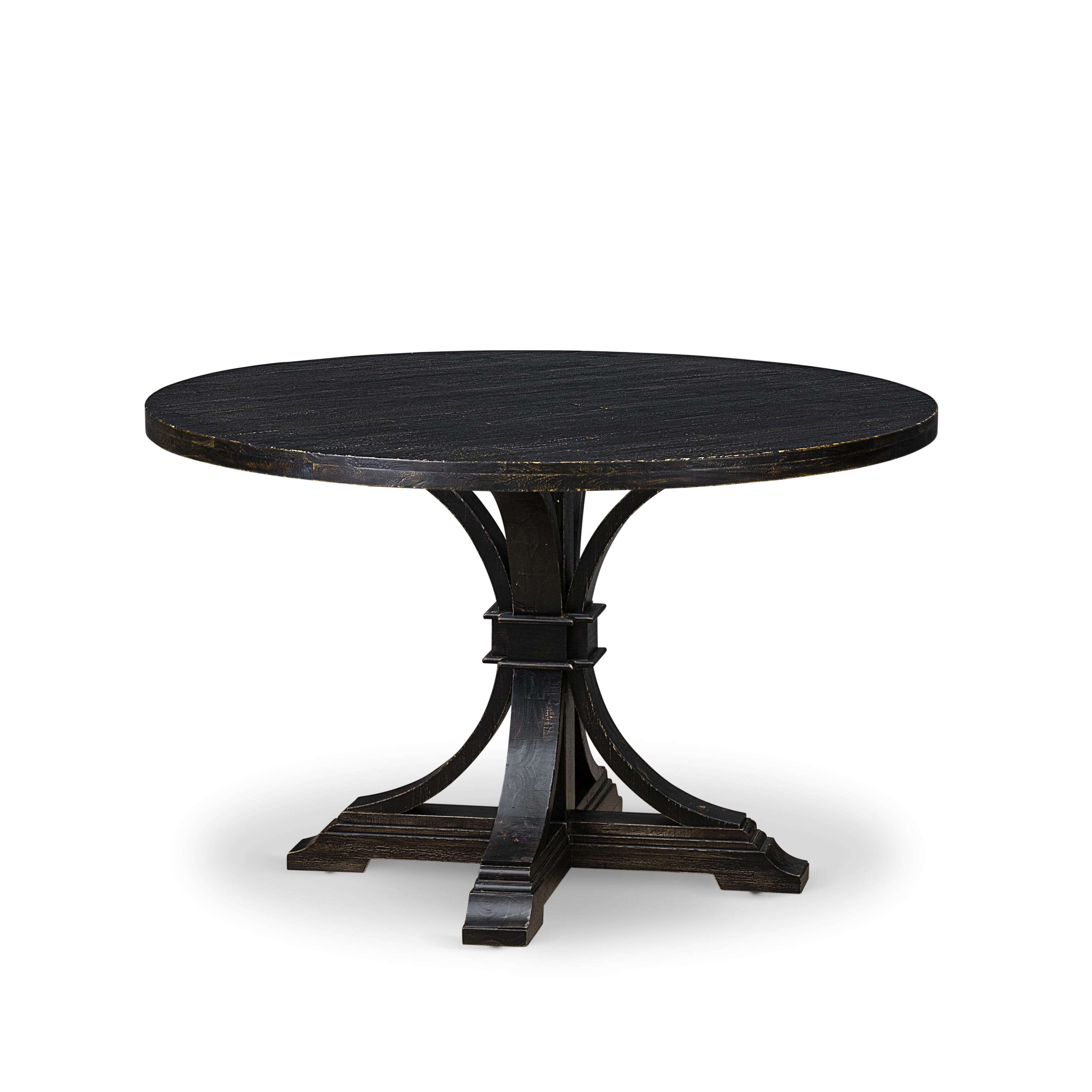 Luxe by East West Furniture I7DA5-411-22 5 Piece Dining Set Contains a 48" Round Table with Pedestal and 4 Willow Green Faux Leather Upholstered Chairs, Sand Blasted Black