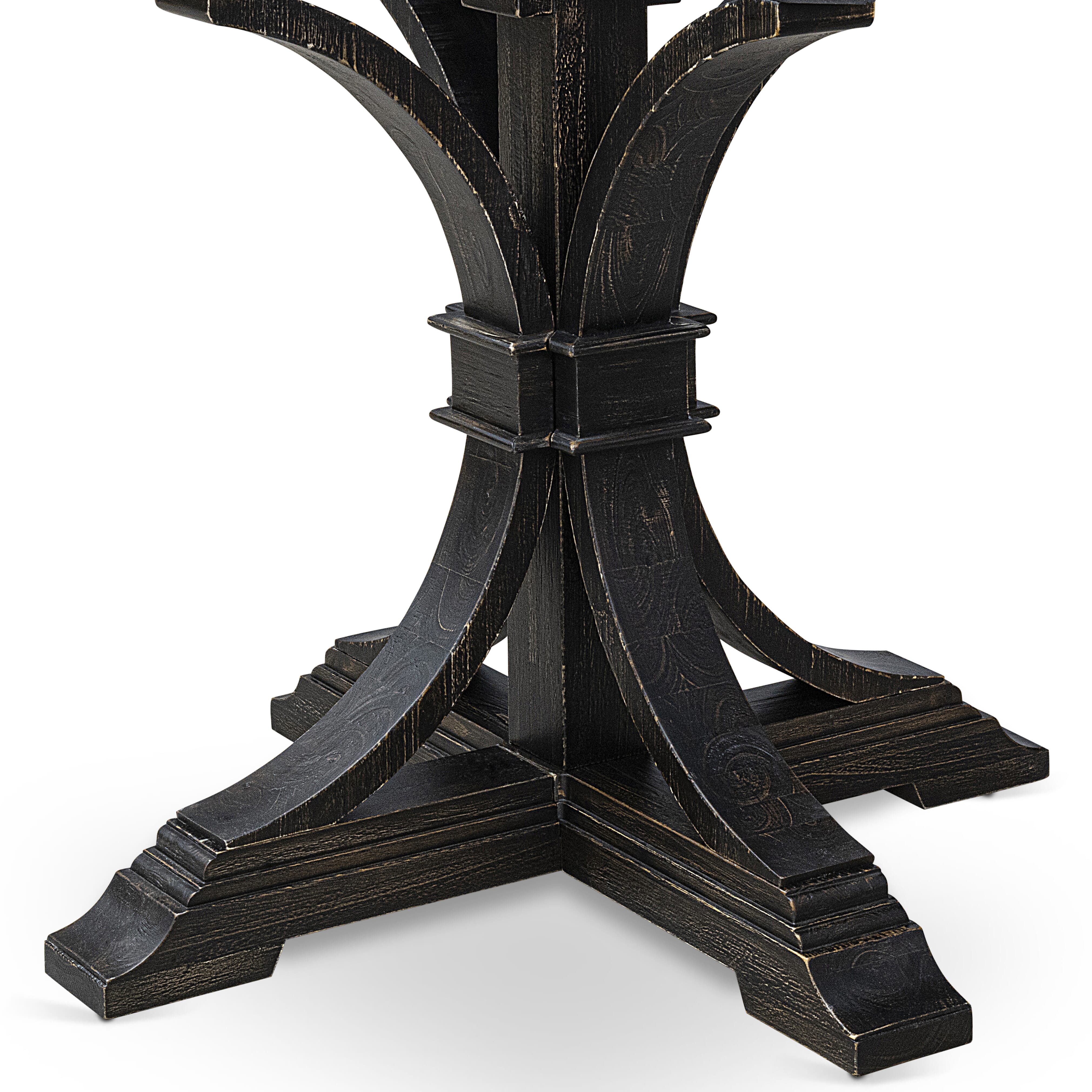 Luxe by East West Furniture I7DA7-411-22 7 Piece Dinette Set Includes a 48" Round Table with Pedestal and 6 Willow Green Faux Leather Upholstered Chairs, Sand Blasted Black