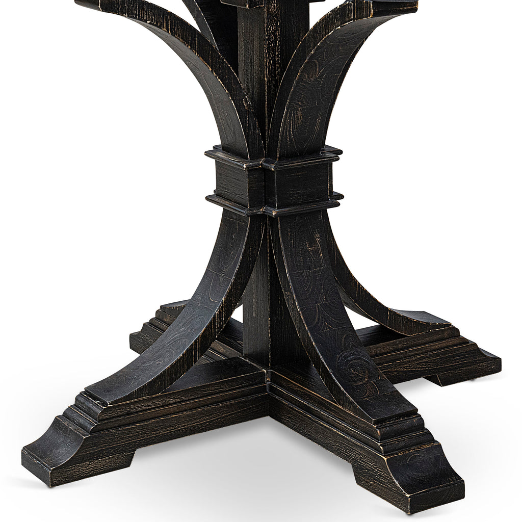 Luxe by East West Furniture - IR7-11-TP - A Wood Wood table with a Round Tabletop and Stylish Pedestal – Sand Blasted Black Finish.