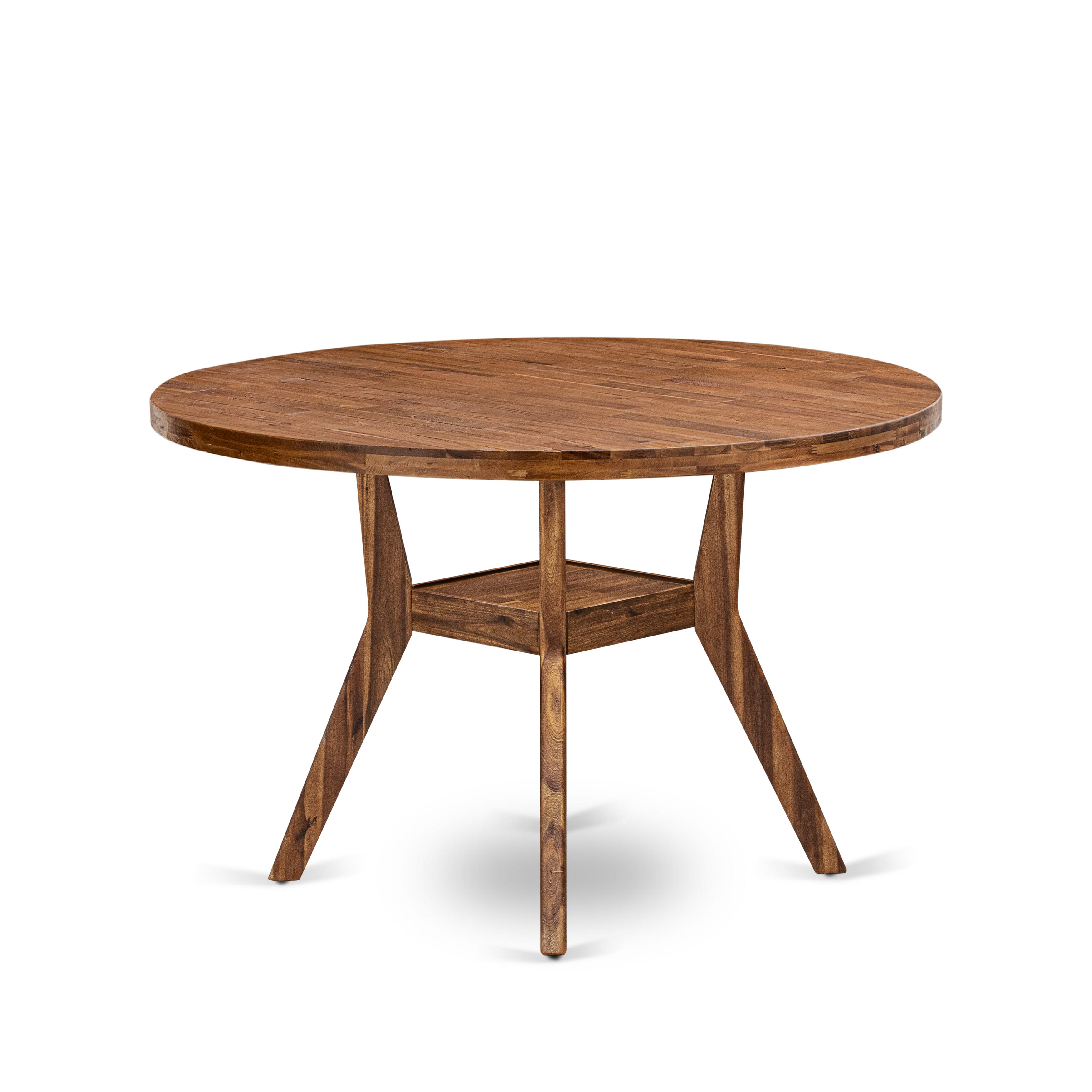 Luxe by East West Furniture I8DA7-40N-29 7-Piece Dining Room Set with Faux Leather 6 Navy Blue kitchen chairs, Button-Tufted Backs, and a 48"Round Table in Antique Walnut Finish.