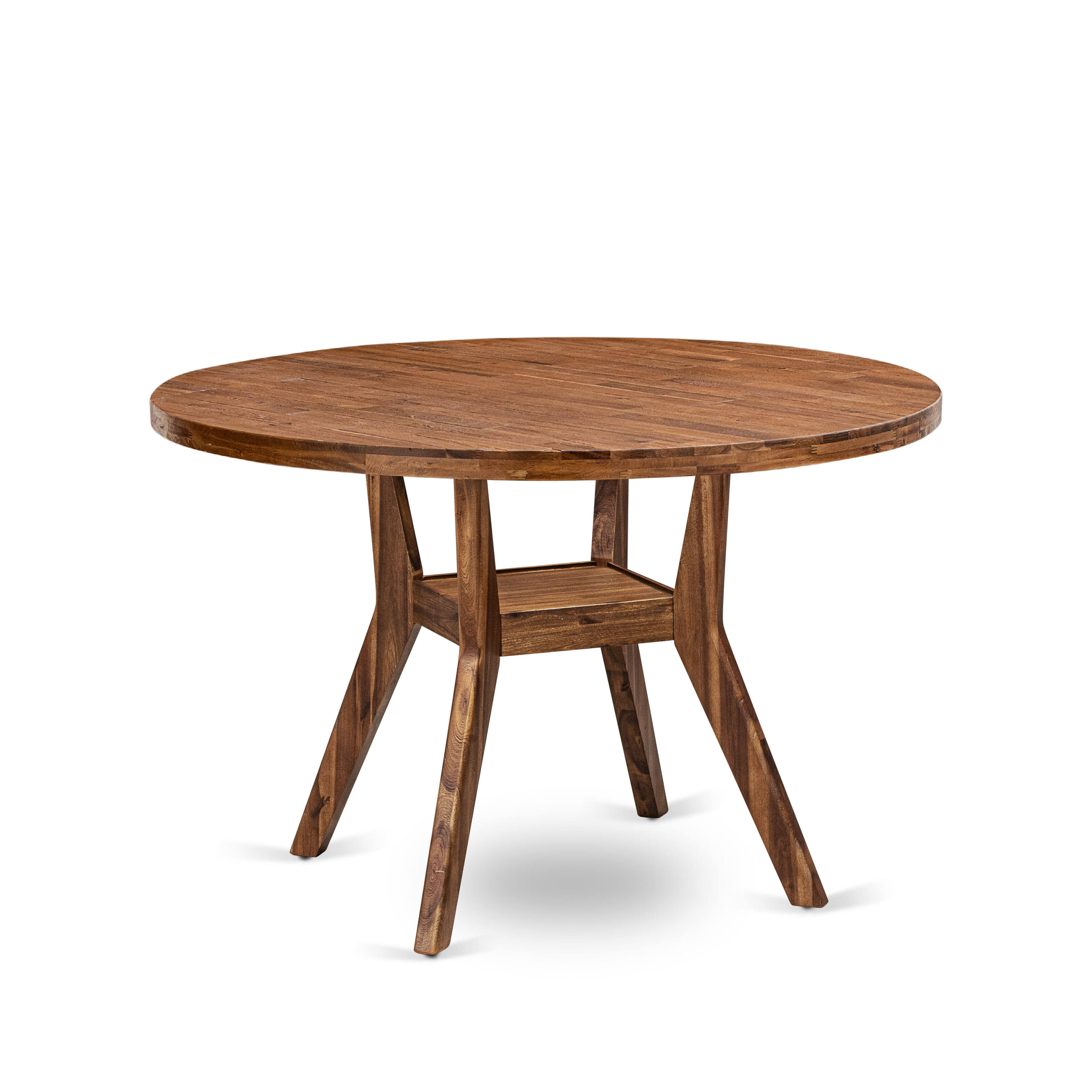 Luxe by East West Furniture I8DA5-40N-32 5-Piece Dining Set with Linen Fabric 4 Light Beige Padded Dining chairs, Button-Tufted Backs, and a 48"Round Kitchen Table in Antique Walnut Finish.