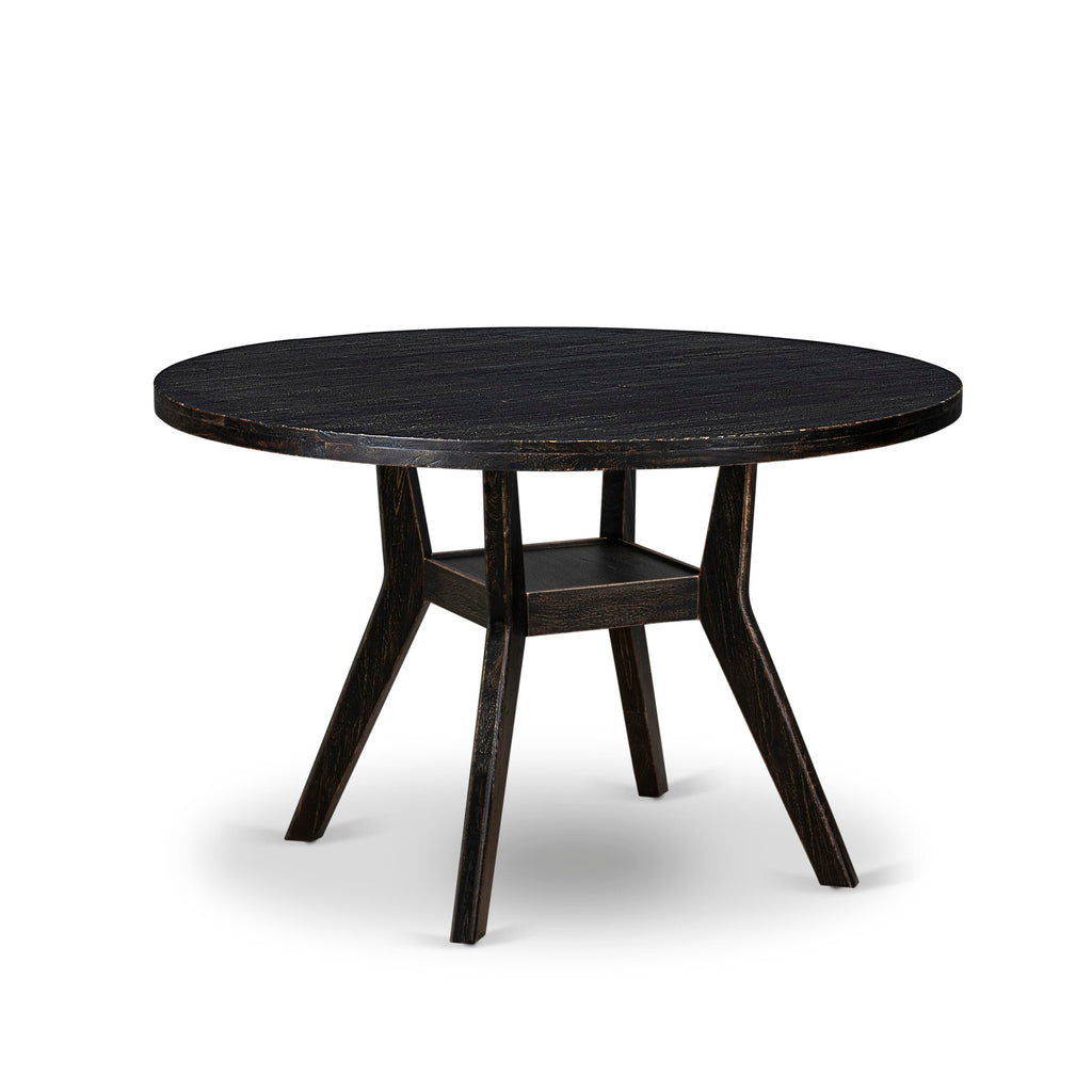 Luxe by East West Furniture - IR8-11-TP - A Wood Wood dining table with a Round Tabletop and Stylish Pedestal – Sand Blasted Black Finish.