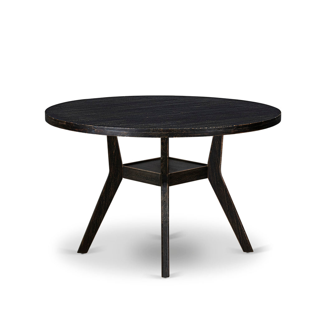 Luxe by East West Furniture - IR8-11-TP - A Wood Wood dining table with a Round Tabletop and Stylish Pedestal – Sand Blasted Black Finish.