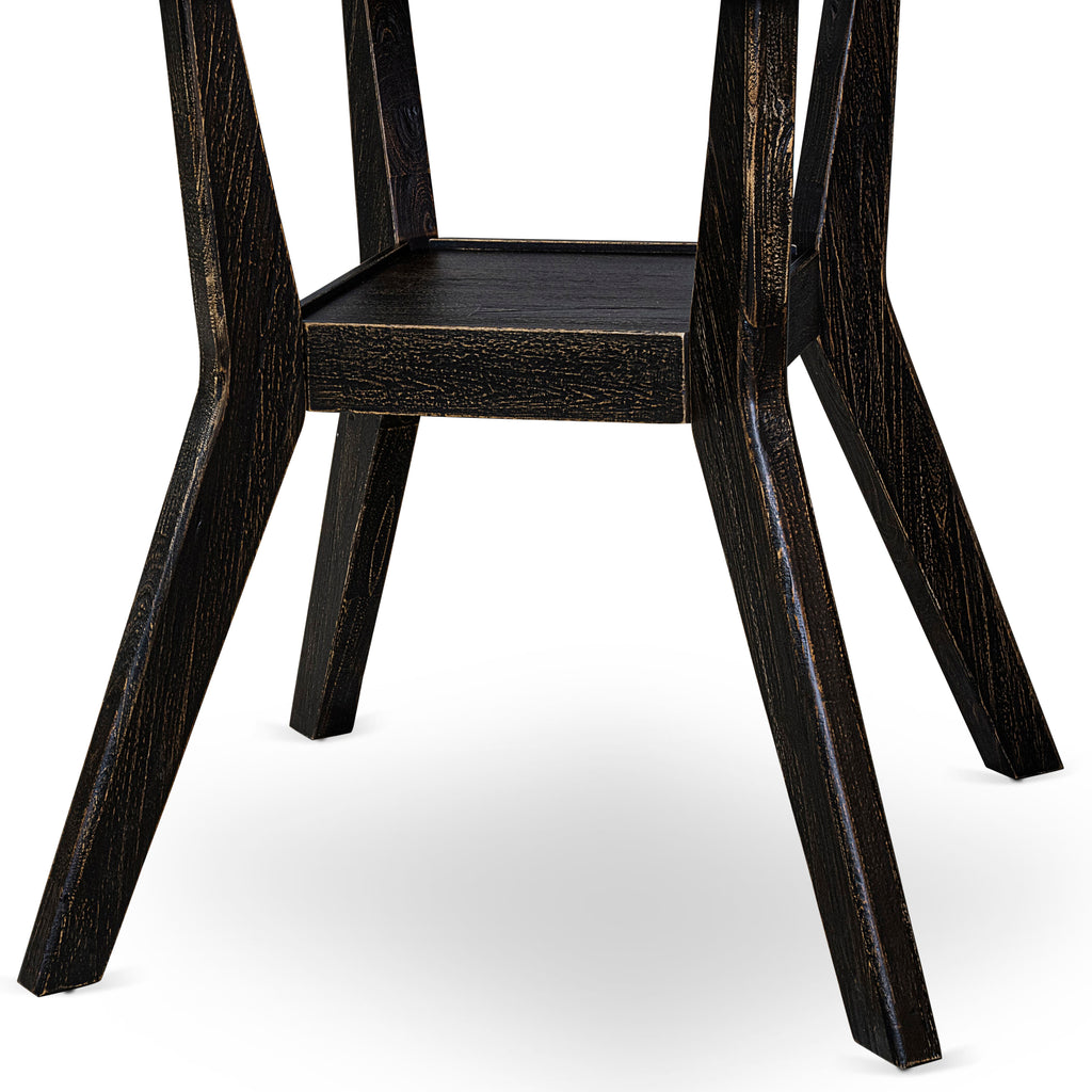 Luxe by East West Furniture - IR8-11-TP - A Wood Wood dining table with a Round Tabletop and Stylish Pedestal – Sand Blasted Black Finish.