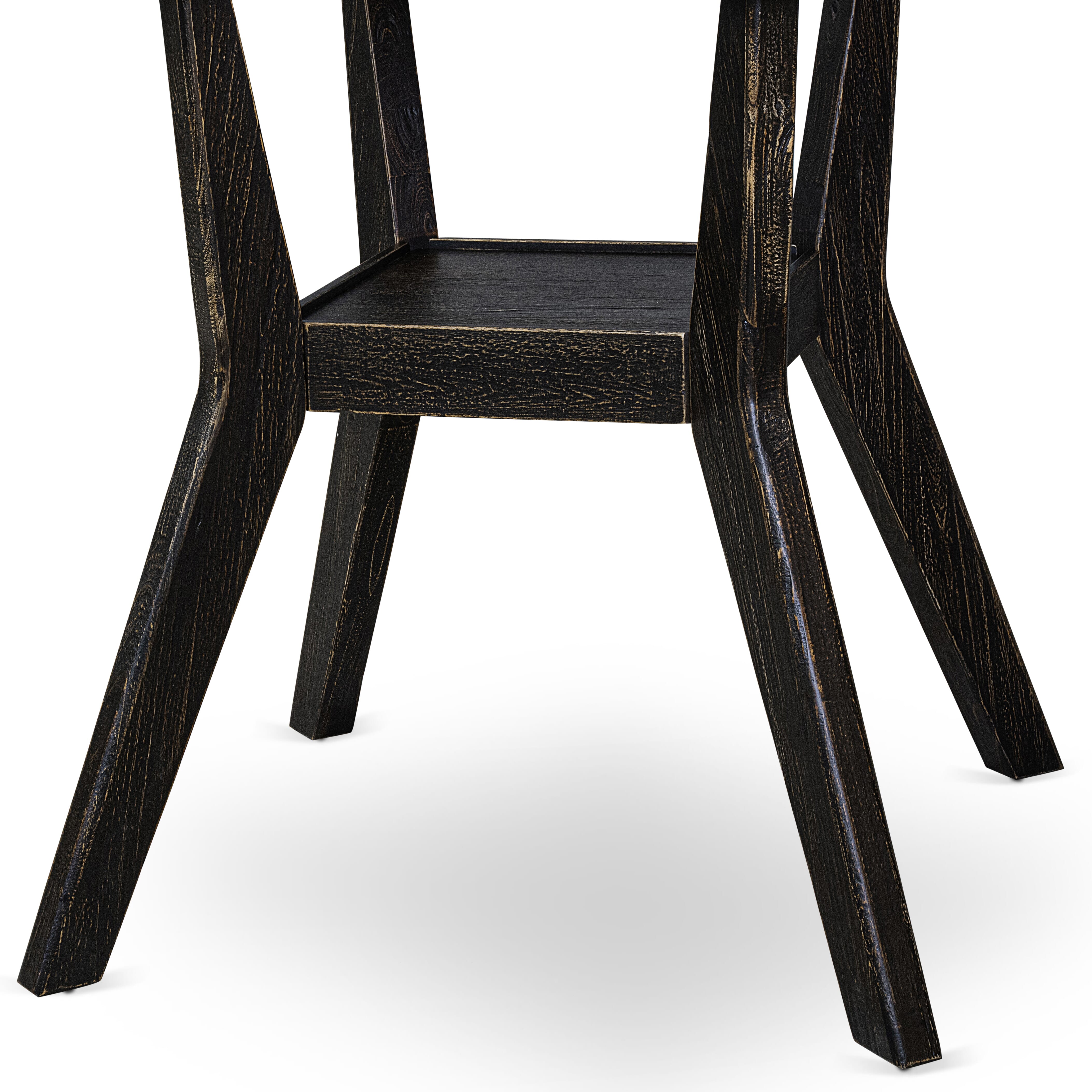 Luxe by East West Furniture I8DA7-411-29 7 Piece Dining Table Set Contains a 48" Round Table with Pedestal and 6 Navy Blue Faux Leather Upholstered Chairs, Sand Blasted Black