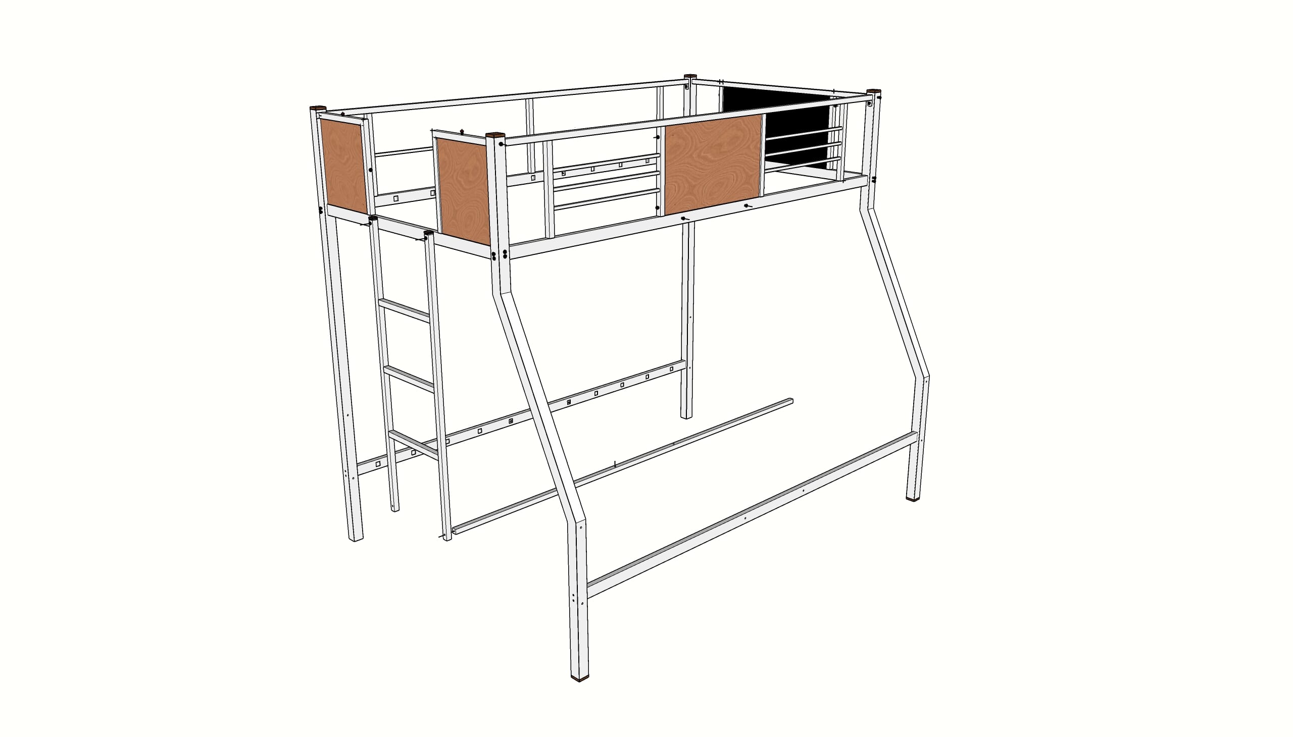 Jackson Full Twin Bunk Bed in powder coating black color