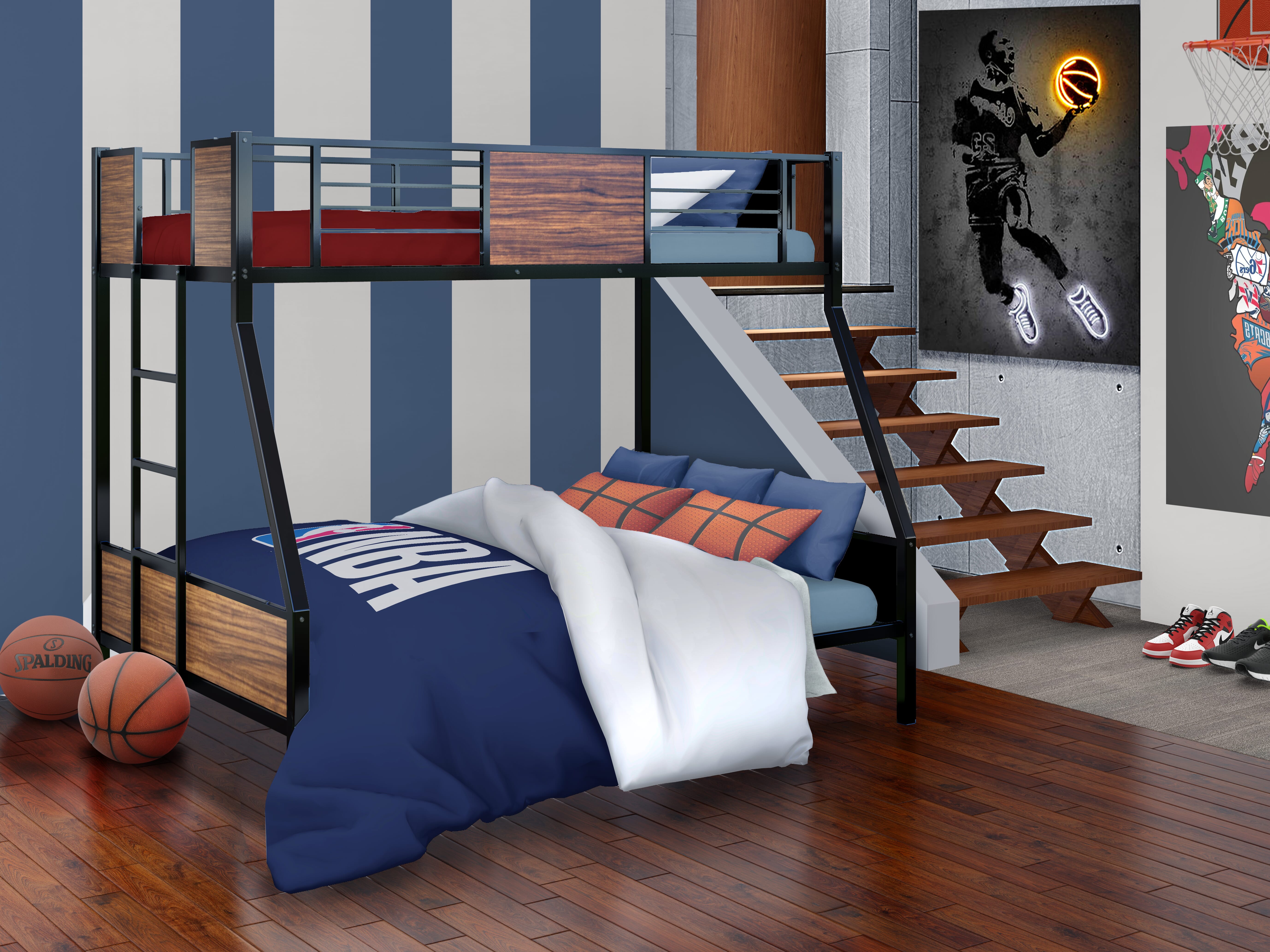 Jackson Full Twin Bunk Bed in powder coating black color