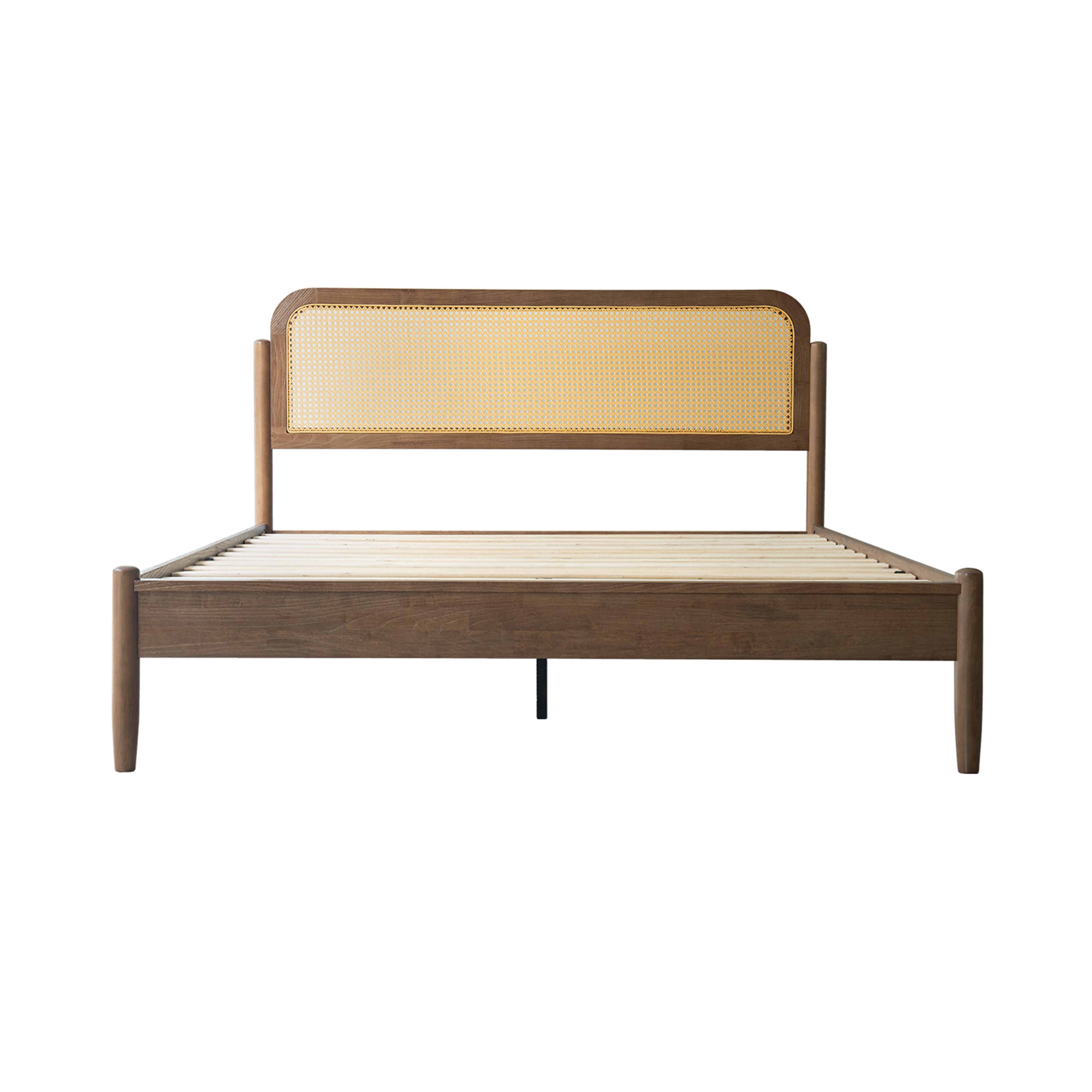 King Size Bed Frame, Headboard & Footboard Solid Wood Platform Bed, 12 Sturdy Slatted Base with Center Metal Legs, Easy Assembly, Noise-Free & Slip-Free, No Box Spring Needed, Barnwood Finish, JMK-30