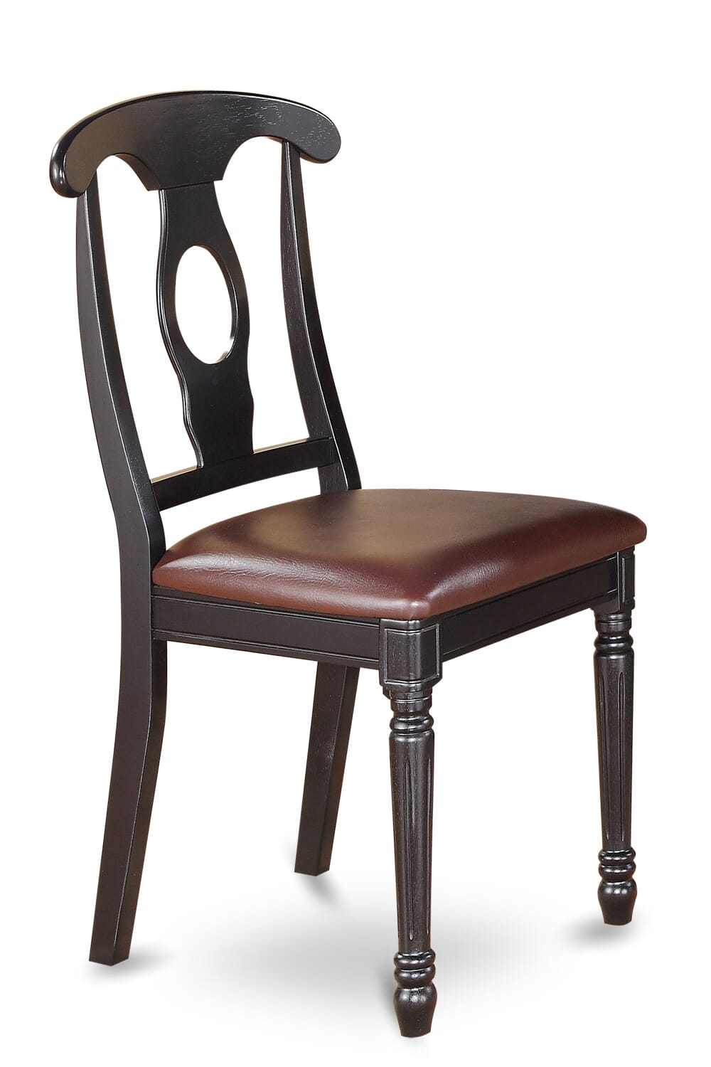 Luxe by East West Furniture 42KE3-103-LC -3 pc Dinner Table Set Includes a Round Table and 2 Faux Leather Dinning Chair with Naponeon Back - Wire brushed Black