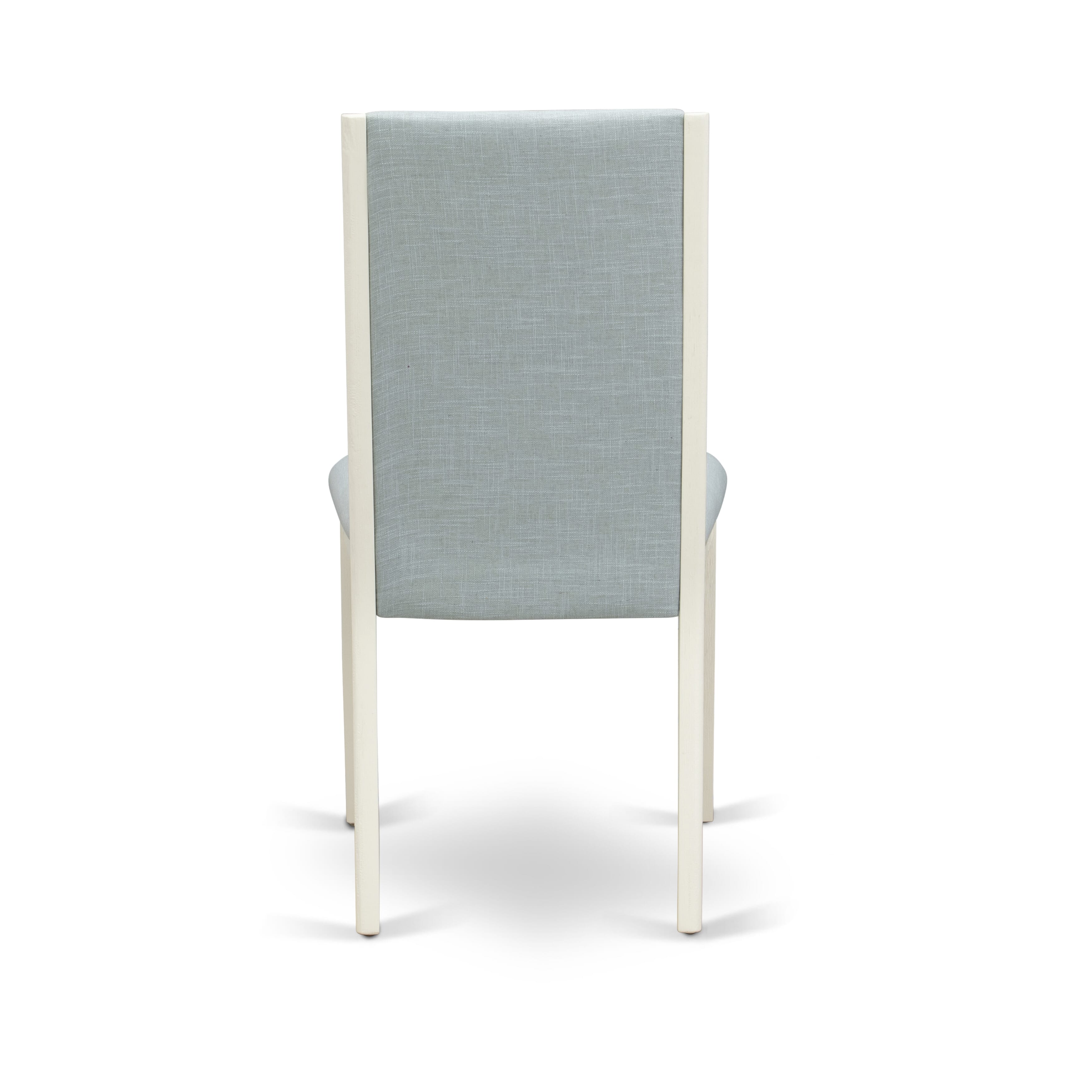 East West Furniture AMLA5-ABC-15 5 Piece Dining Table Set Includes 1 Dinner Table and 4 Baby Blue Linen Fabric Upholstered Dining Chairs with High Back - Wire Brush Buttercream Finish