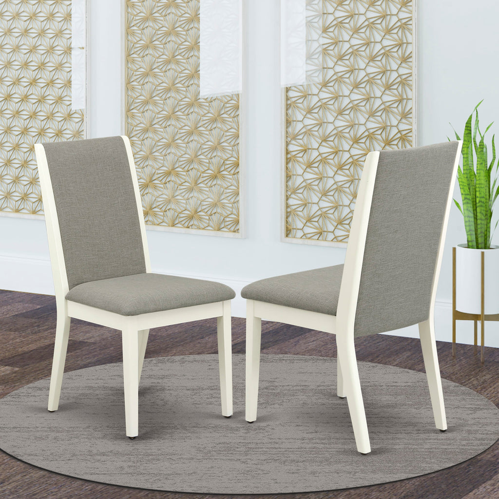 East West Furniture X076LA206-6 6-Piece Dining Room Table Set with Dining Room Table and Indoor Bench - 4 Linen Fabric Parson Dining Chairs (linen white Finish)