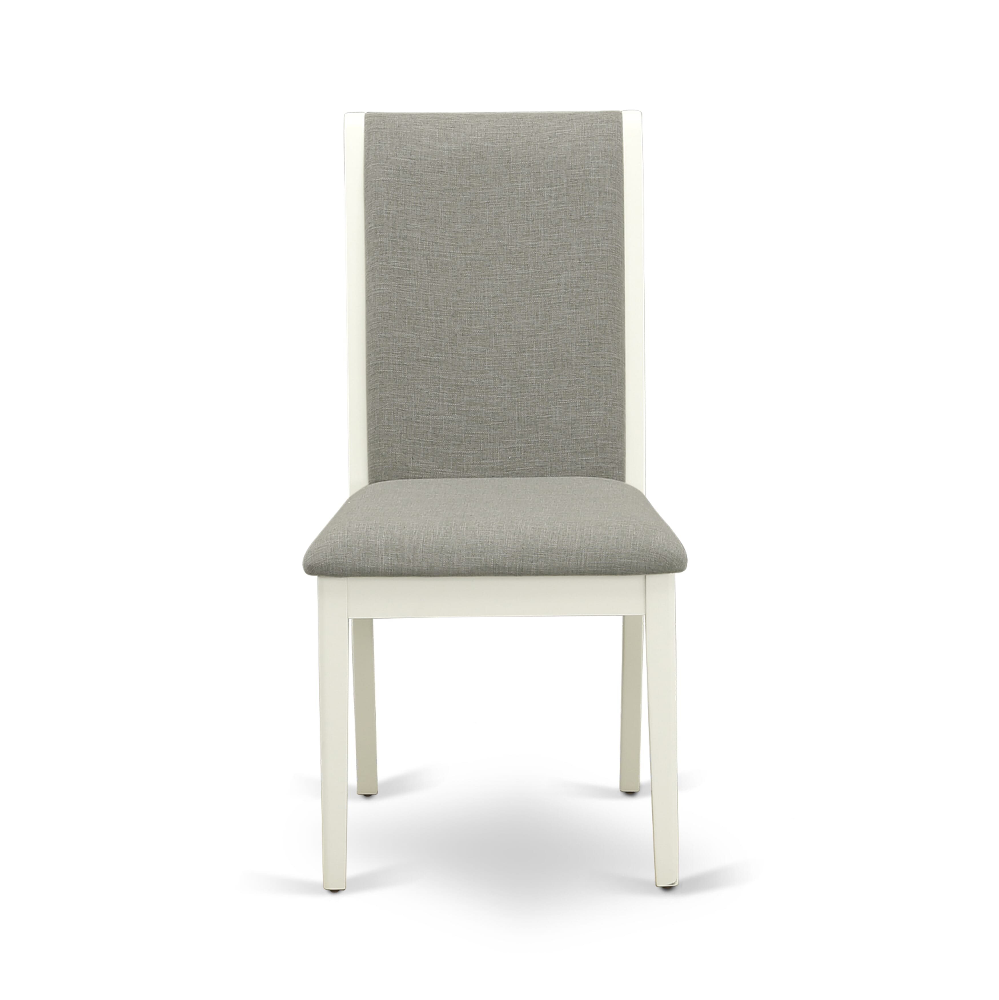 East West Furniture V027LA206-7 7-Piece Dining Room Table Set with Dining Table and 6 Linen Fabric Padded Chairs (linen white Finish)