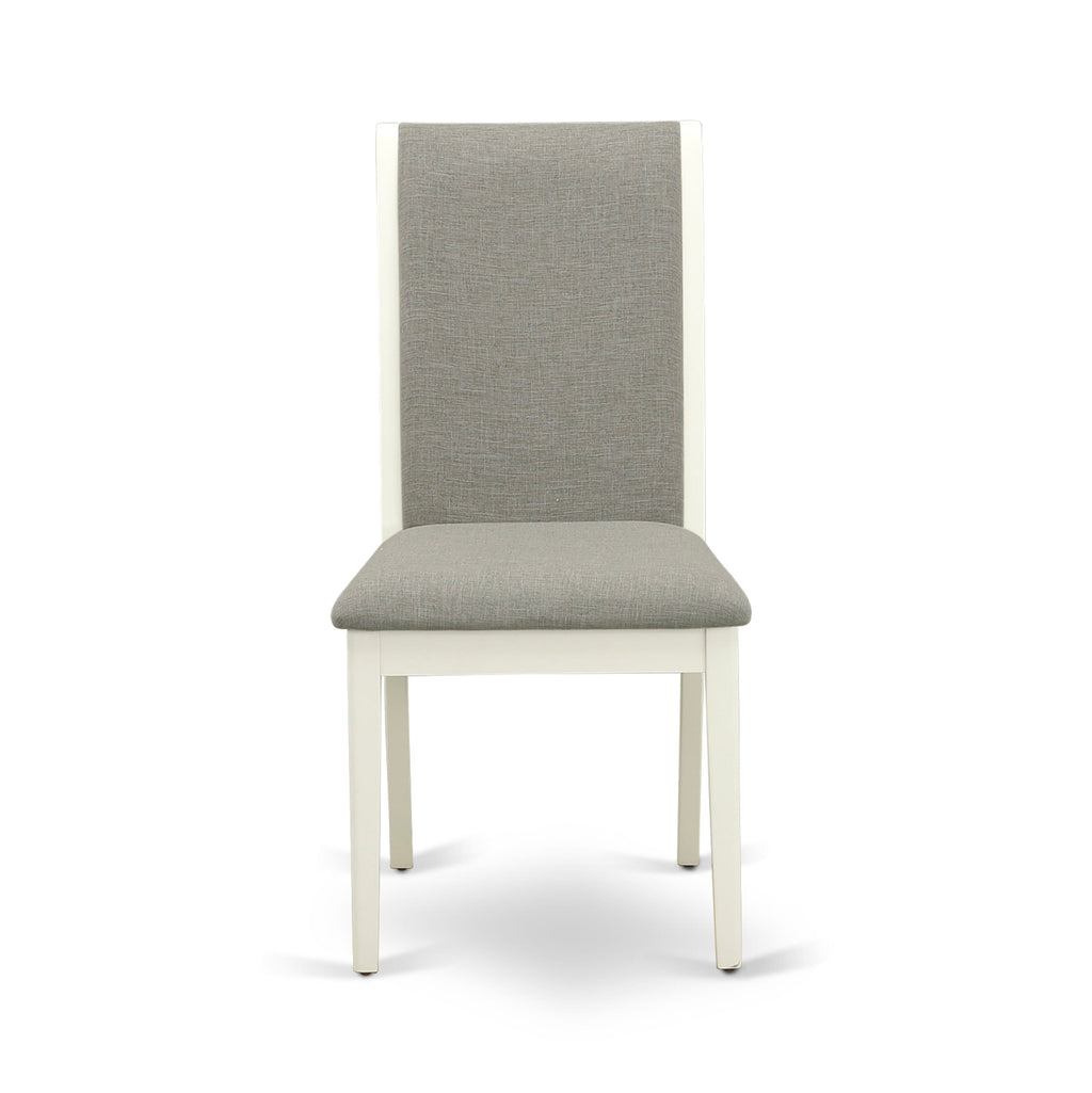 Juego de mesa de comedor East West Furniture MZLA5-LWH-06 de 5 piezas para 4 personas. Incluye una mesa de cocina rectangular con alas abatibles y 4 sillas de comedor Parson de tela de lino Shitake.