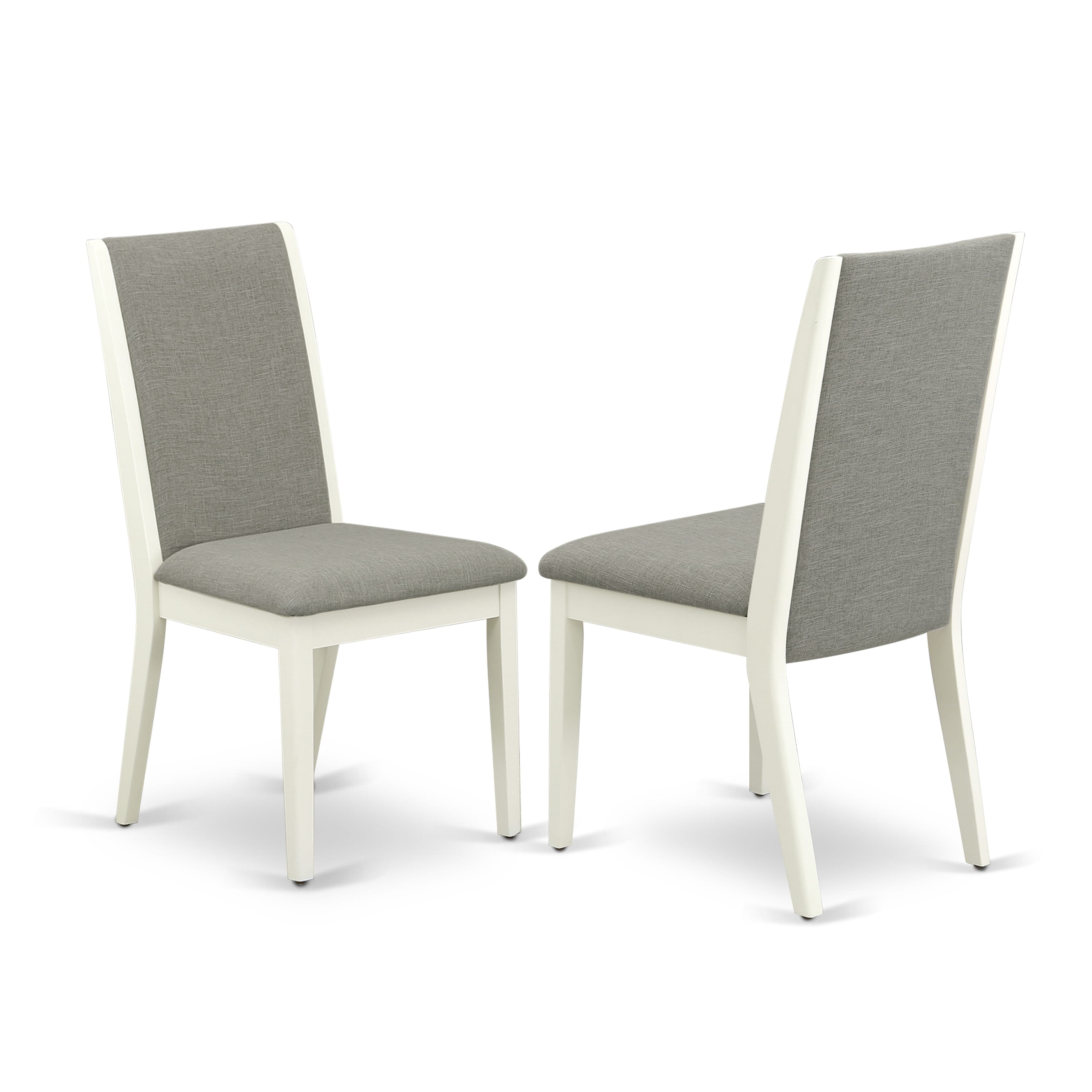 East West Furniture X076LA206-6 6-Piece Dining Room Table Set with Dining Room Table and Indoor Bench - 4 Linen Fabric Parson Dining Chairs (linen white Finish)