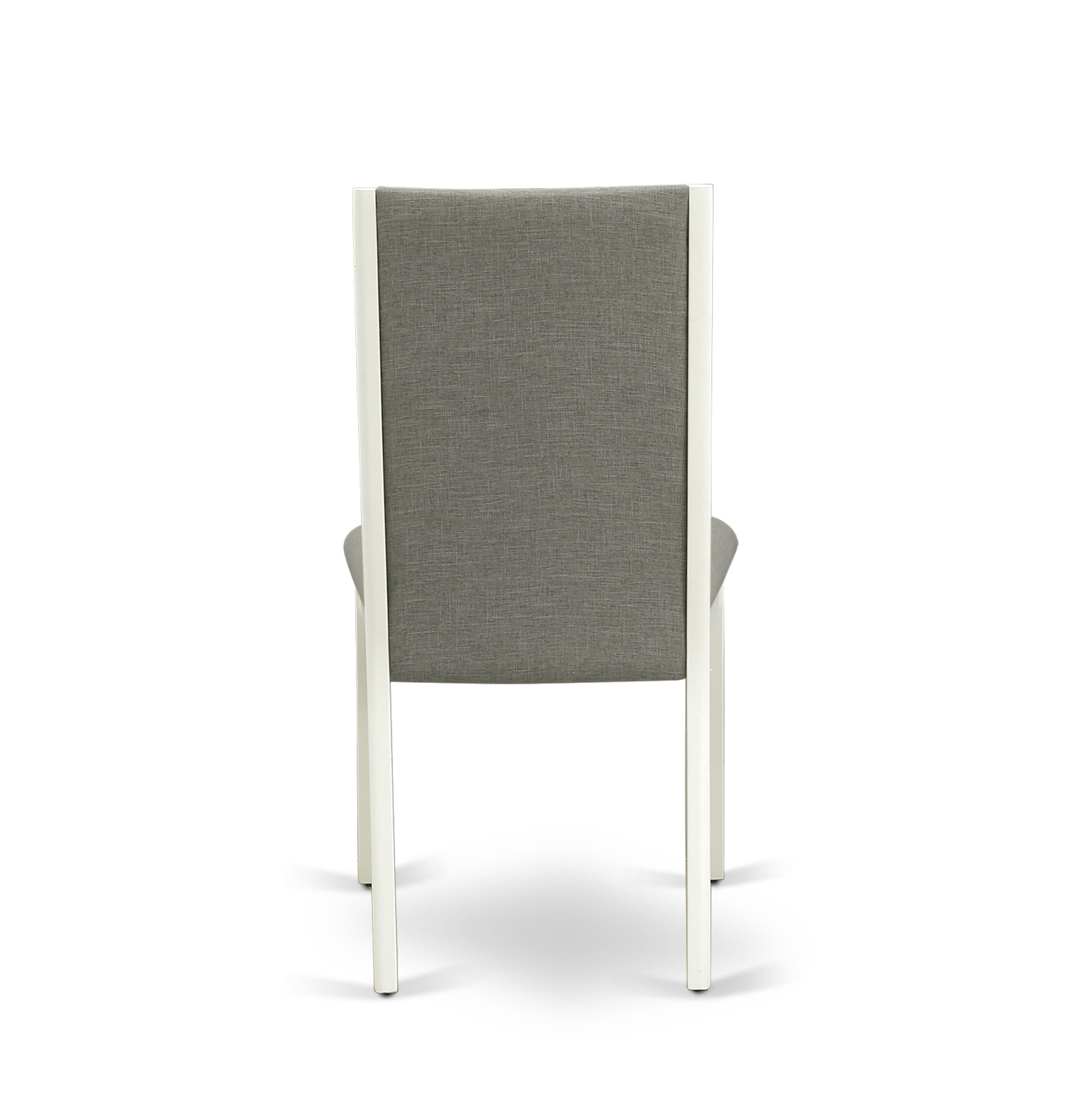 East-West Furniture MZLA5-LWH-06 5-Piece Dining Room Table Set- 4 Parson Chairs and Drops Leaf Table Hardwood Frame -High Back & Linen White Finish