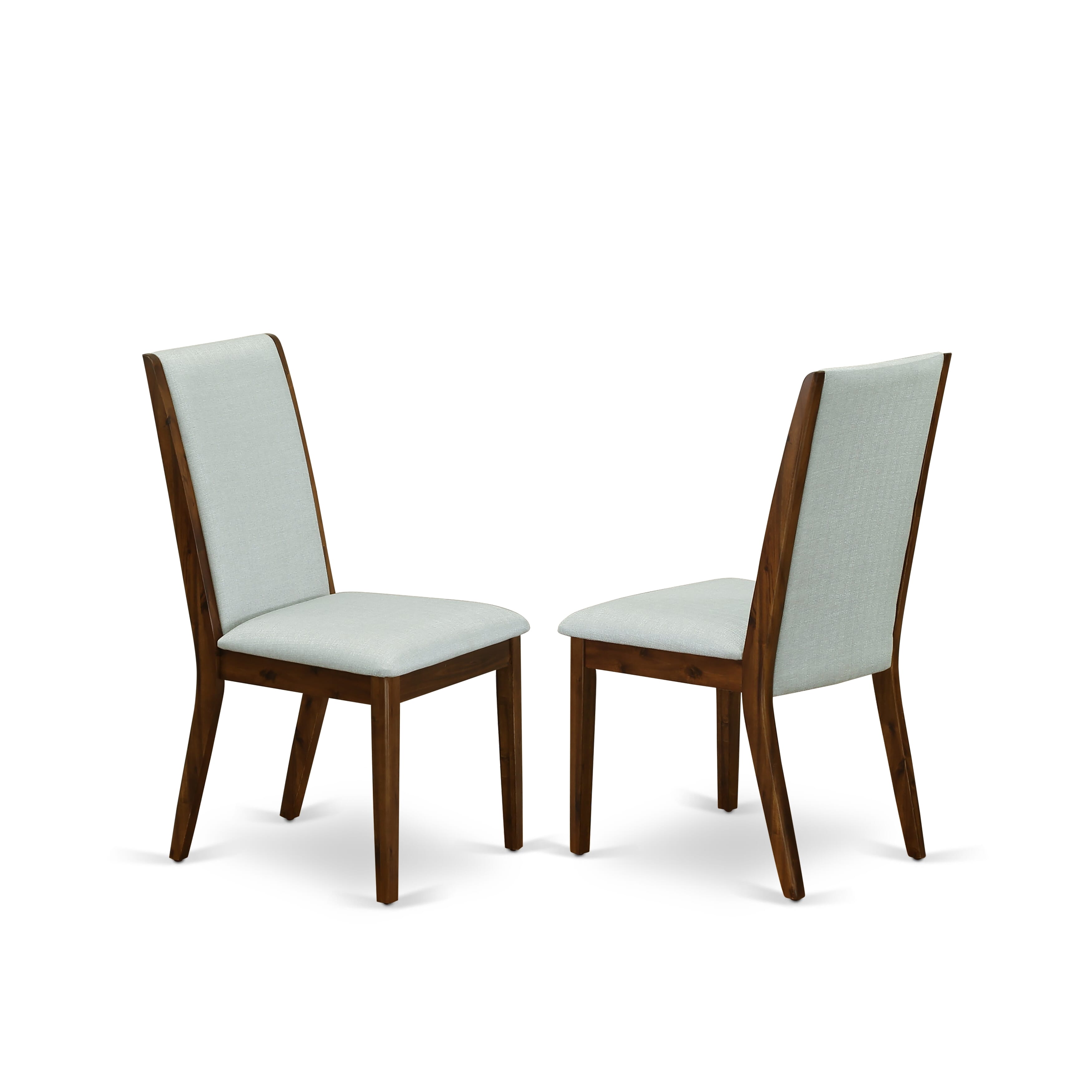 Luxe by East West Furniture I6LA5-40N-05 5-Pc Kitchen Table Set Includes a Pedestal Dining Table and 4 Grey Linen Fabric Dining Chairs with High Back - Antique Walnut Finish