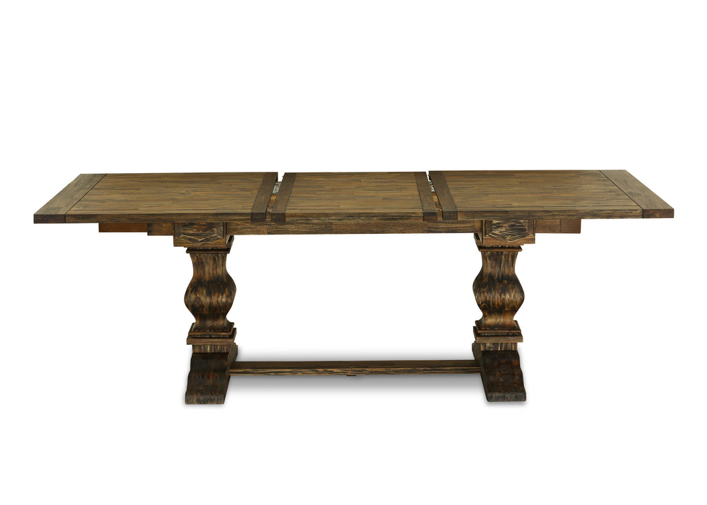 Juego de mesa y sillas de cocina de 9 piezas LALA9-73-04 de East West Furniture. Incluye una mesa de comedor rectangular con hojas de mariposa y 8 sillas Parson de tela de lino color tostado claro.