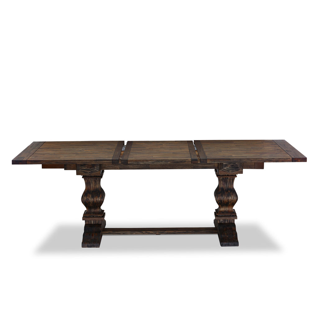 East West Furniture LADA9-07-T23 9 Piece Kitchen Set Consists of a Rectangle Dining Table with Removable leaf and 8 Upholstered Chairs, 42x92 Inch, Distressed Jacobean